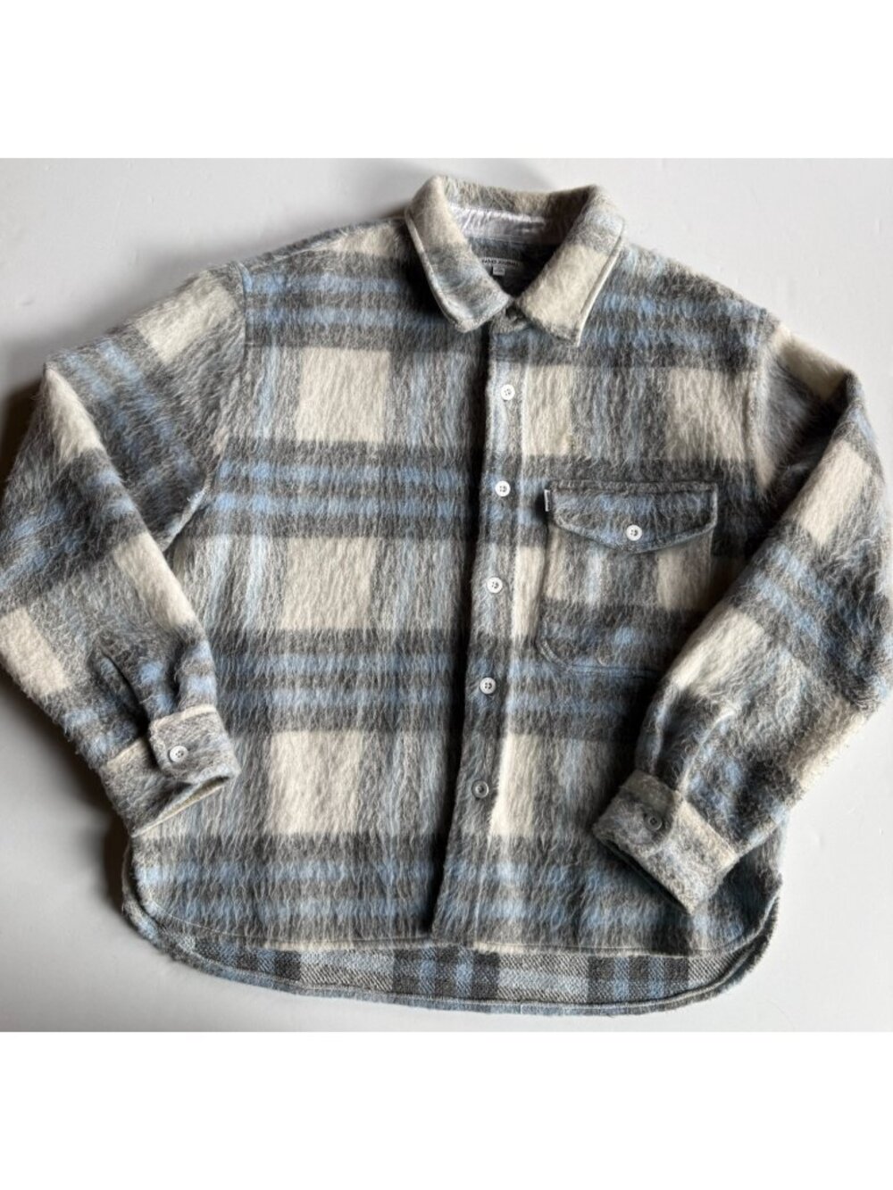 Banks Journal Blue Fuzzy Plaid Wool Blend Overshirt Jacket - Men’s Medium